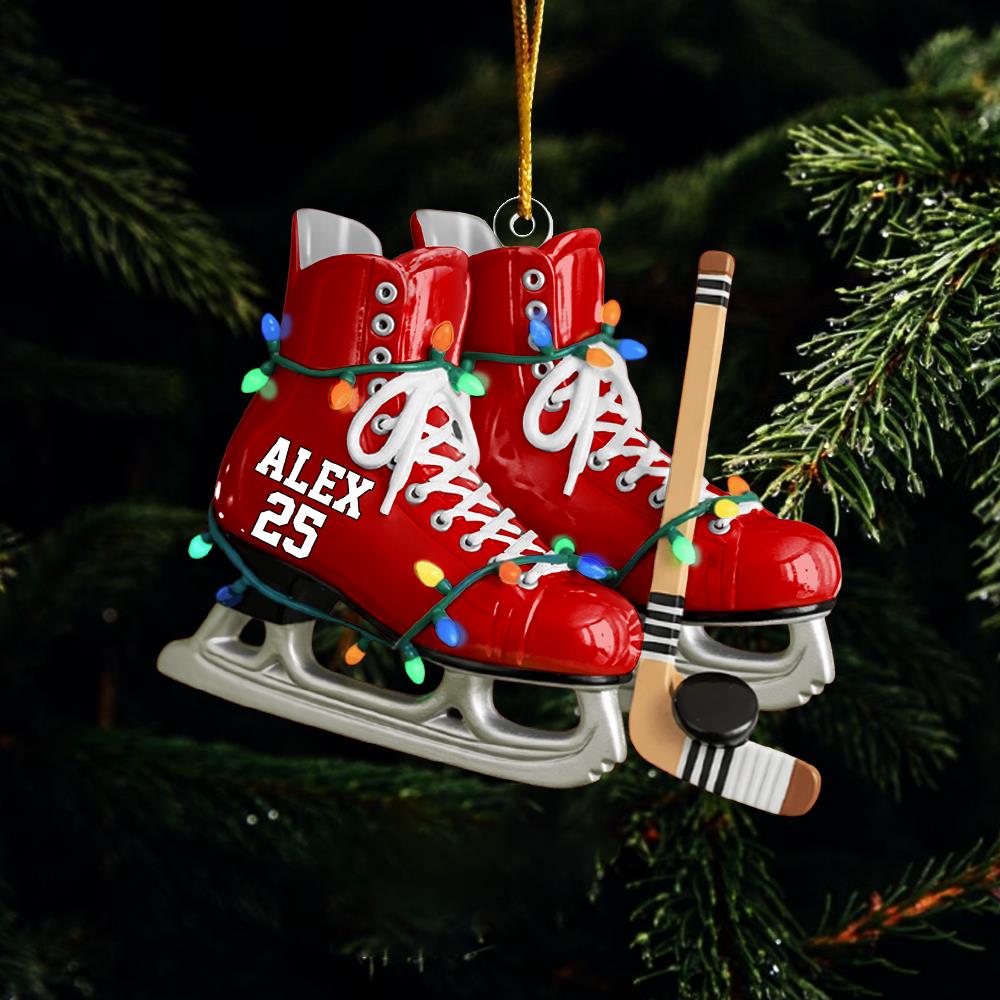 Ice Hockey Skates Ornament - Personalized Gifts For Ice Hockey Lovers Nh00