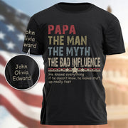 Personalized Dad Papa Grandpa Shirt, Custom Papa Legend Influence T-Shirt, Custom Birthday Fathers Day Gift Pt99