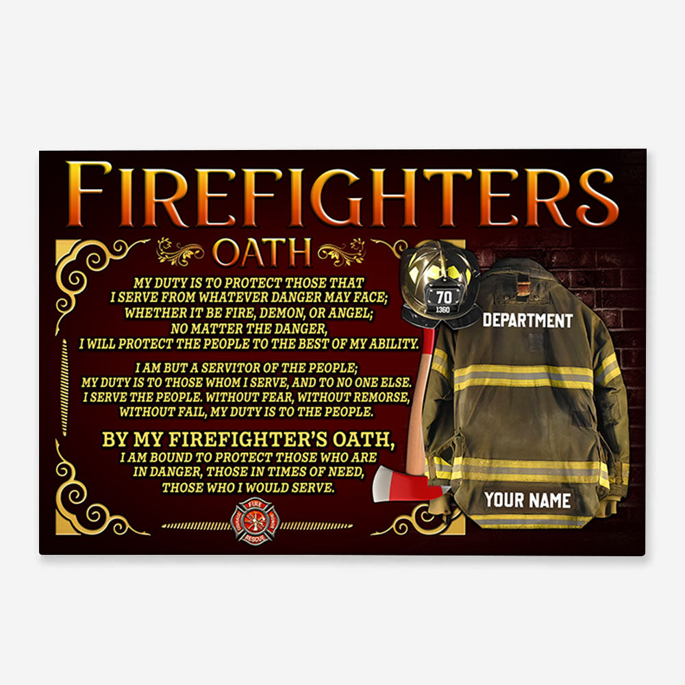 Firefighters Oath Custom Poster Canvas Gift For Fireman H2511