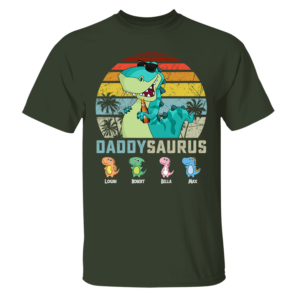 Personalized Papasaurus Shirt, Custom Dad Shirt with Kids Name, Father's Day Gift- M2204