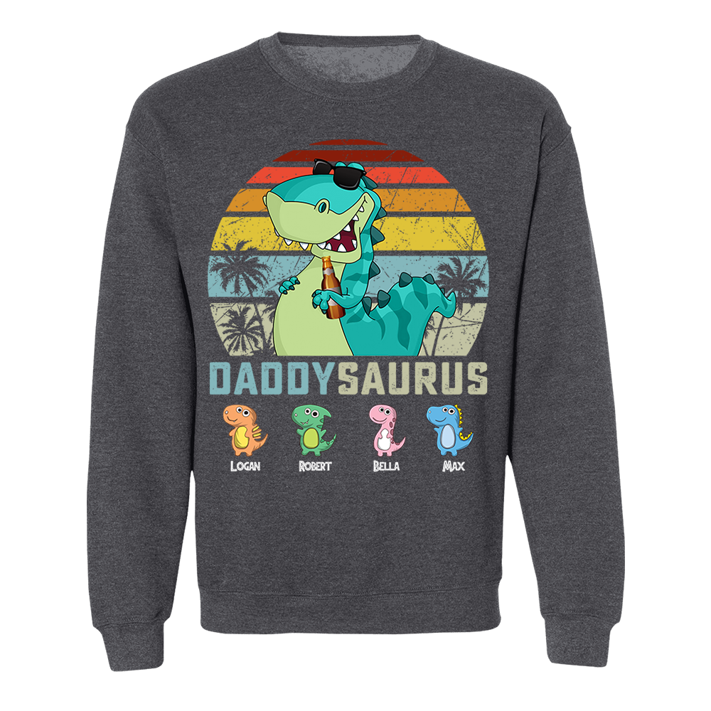 Personalized Papasaurus Shirt, Custom Dad Shirt with Kids Name, Father's Day Gift- M2204