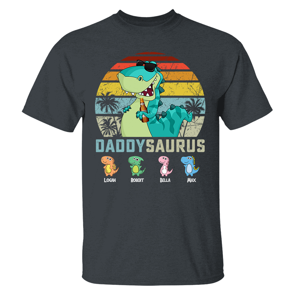 Personalized Papasaurus Shirt, Custom Dad Shirt with Kids Name, Father's Day Gift- M2204