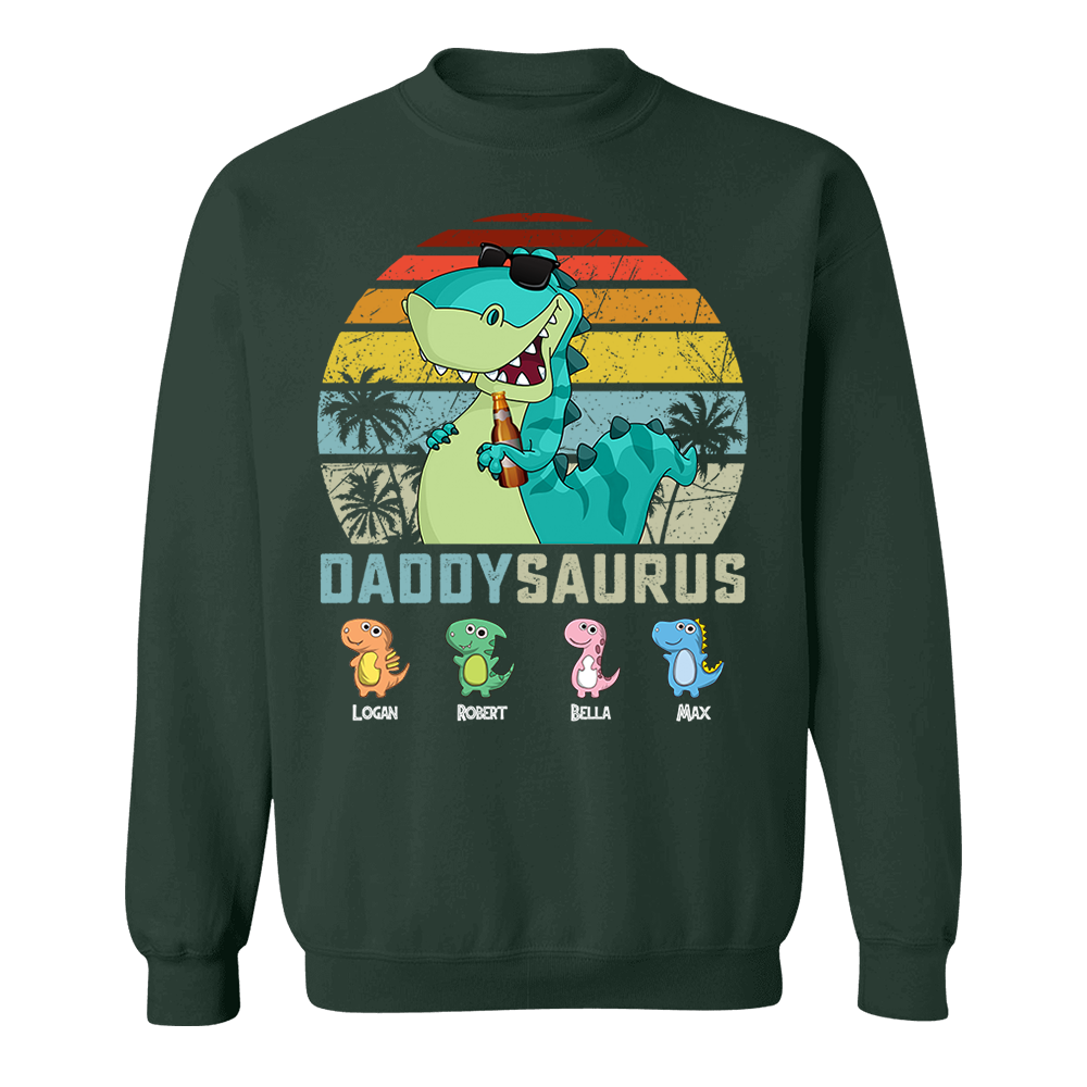 Personalized Papasaurus Shirt, Custom Dad Shirt with Kids Name, Father's Day Gift- M2204