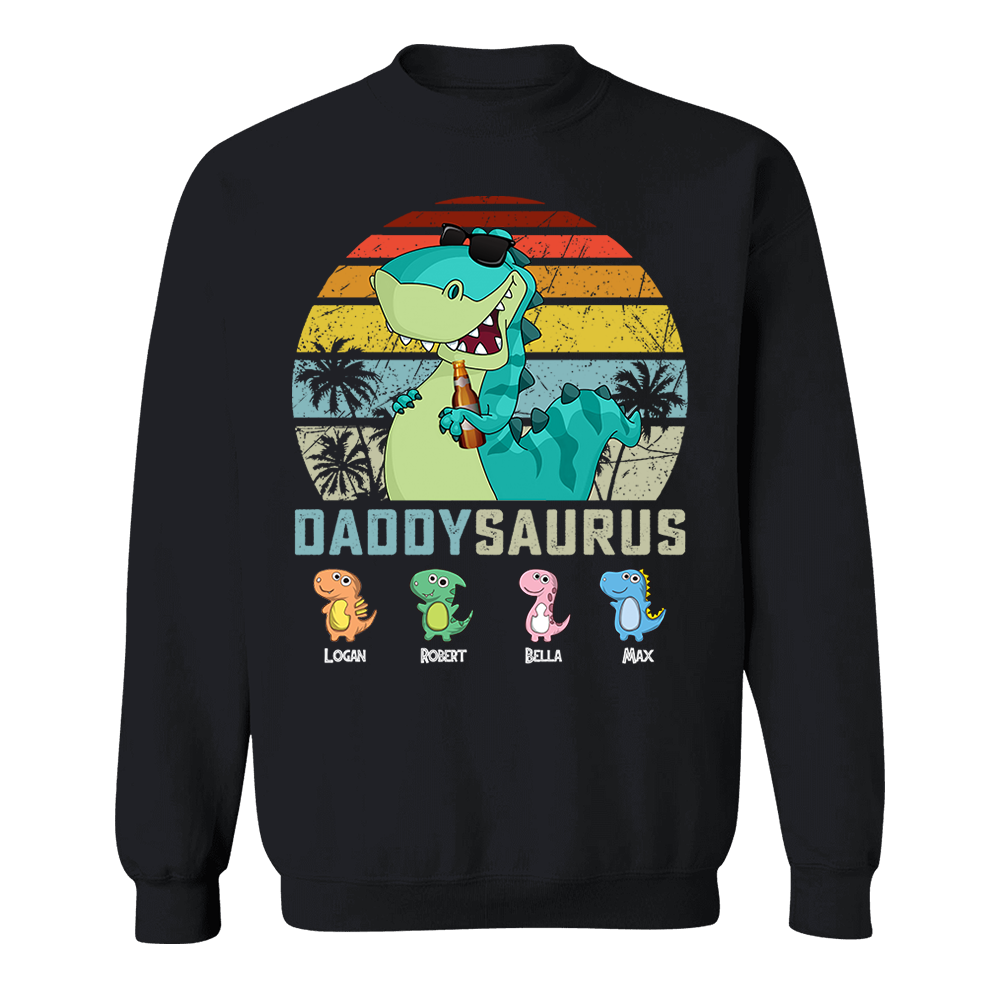 Personalized Papasaurus Shirt, Custom Dad Shirt with Kids Name, Father's Day Gift- M2204