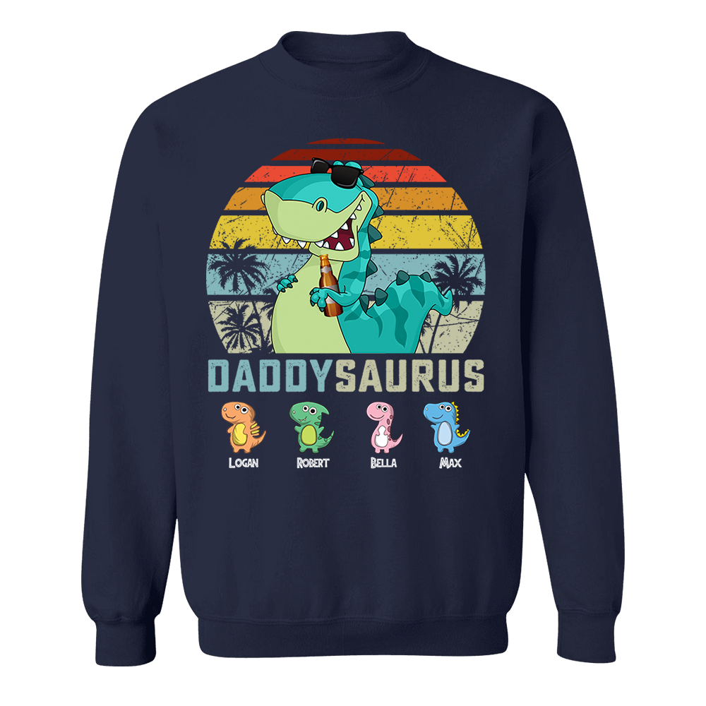 Personalized Papasaurus Shirt, Custom Dad Shirt with Kids Name, Father's Day Gift- M2204