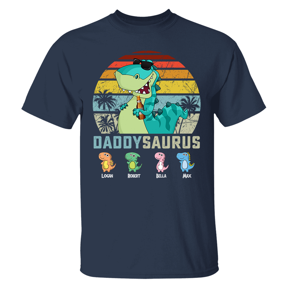Personalized Papasaurus Shirt, Custom Dad Shirt with Kids Name, Father's Day Gift- M2204
