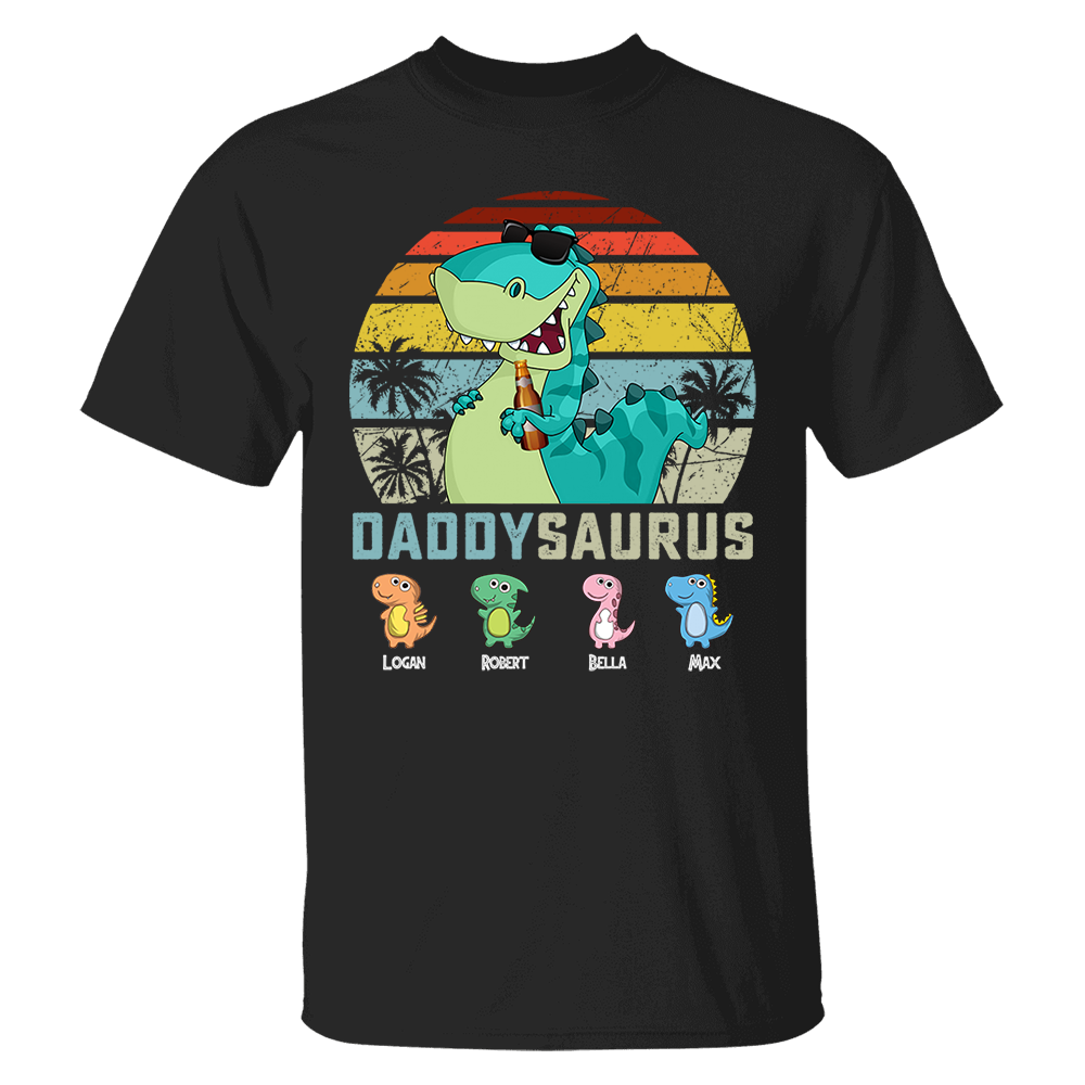 Personalized Papasaurus Shirt, Custom Dad Shirt with Kids Name, Father's Day Gift- M2204