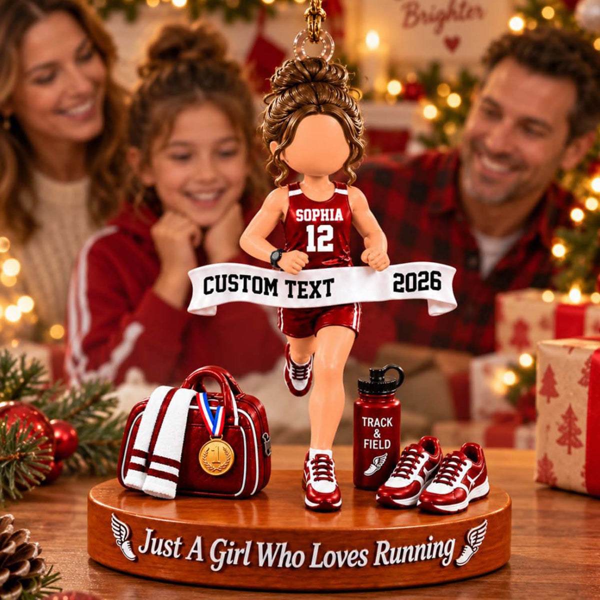 Just A Girl Who Loves Running Ornament, Personalized Track & Field Runner Christmas Ornament, Custom Name Gift Na02 Pt99