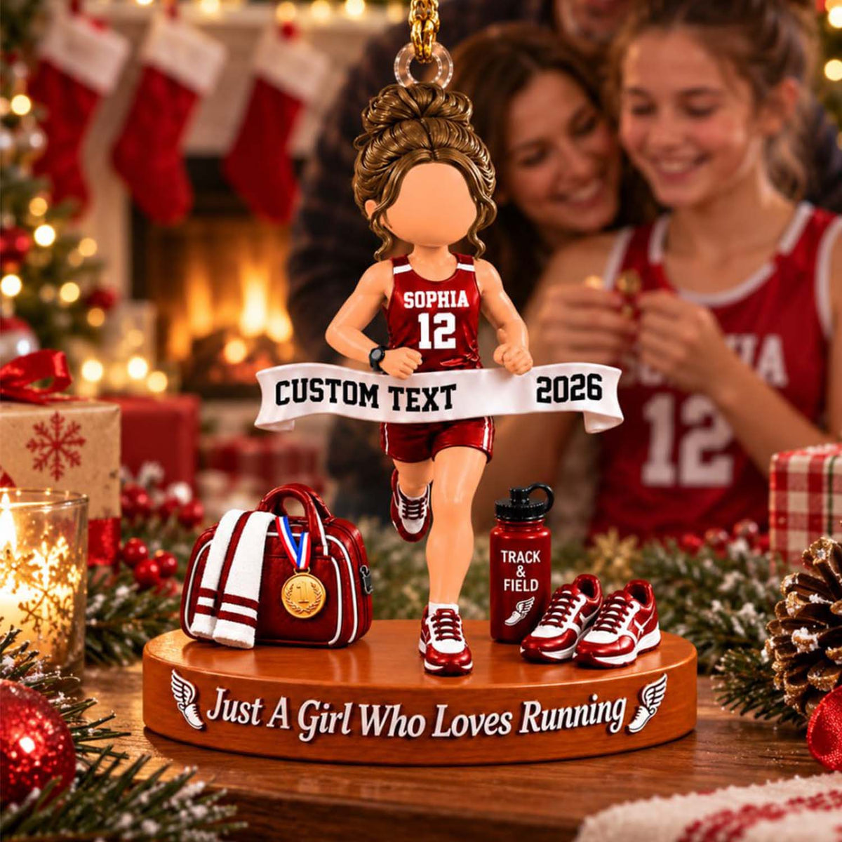 Just A Girl Who Loves Running Ornament, Personalized Track & Field Runner Christmas Ornament, Custom Name Gift Na02 Pt99