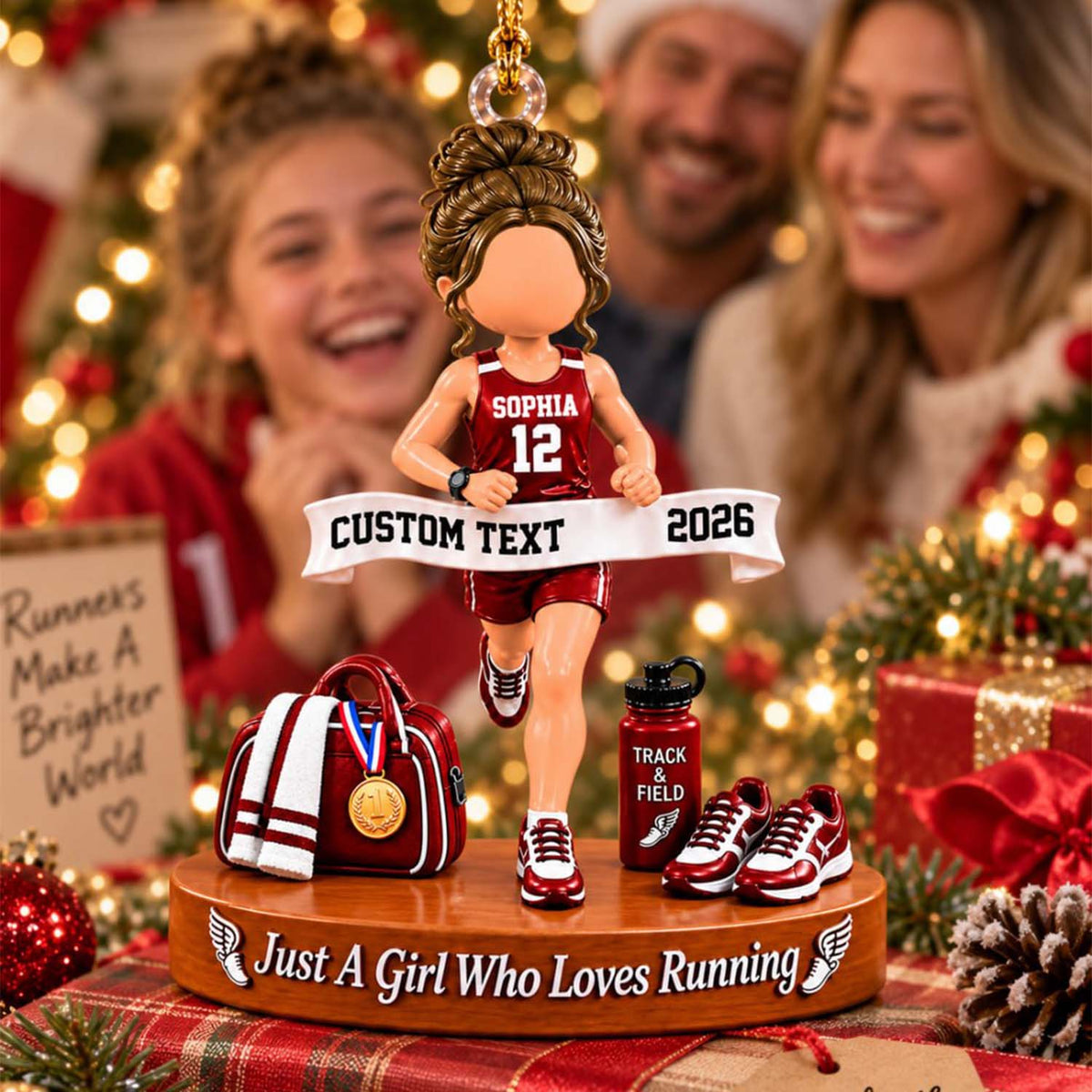 Just A Girl Who Loves Running Ornament, Personalized Track & Field Runner Christmas Ornament, Custom Name Gift Na02 Pt99