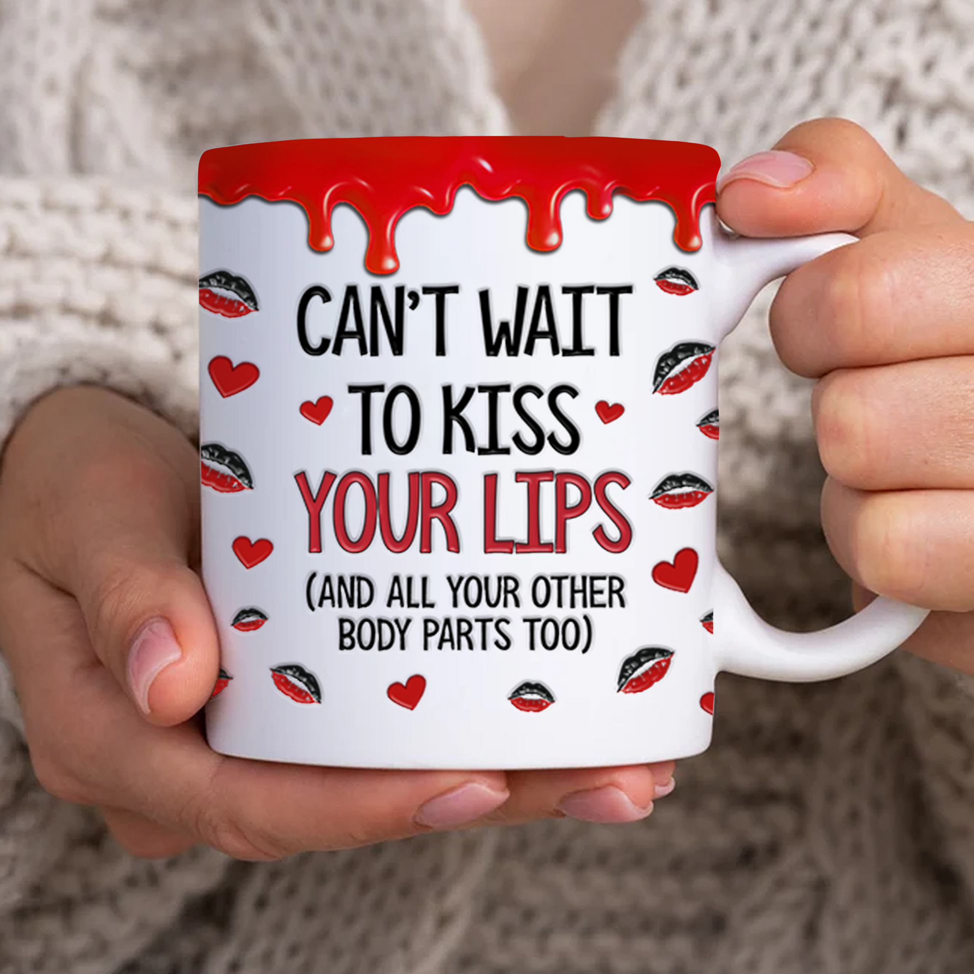 I Can't Wait To Kiss Your Lips - Couple Personalized Custom 3D Inflated Effect Printed Mug - Christmas Gift For Husband Wife, Anniversary Couple Pa00