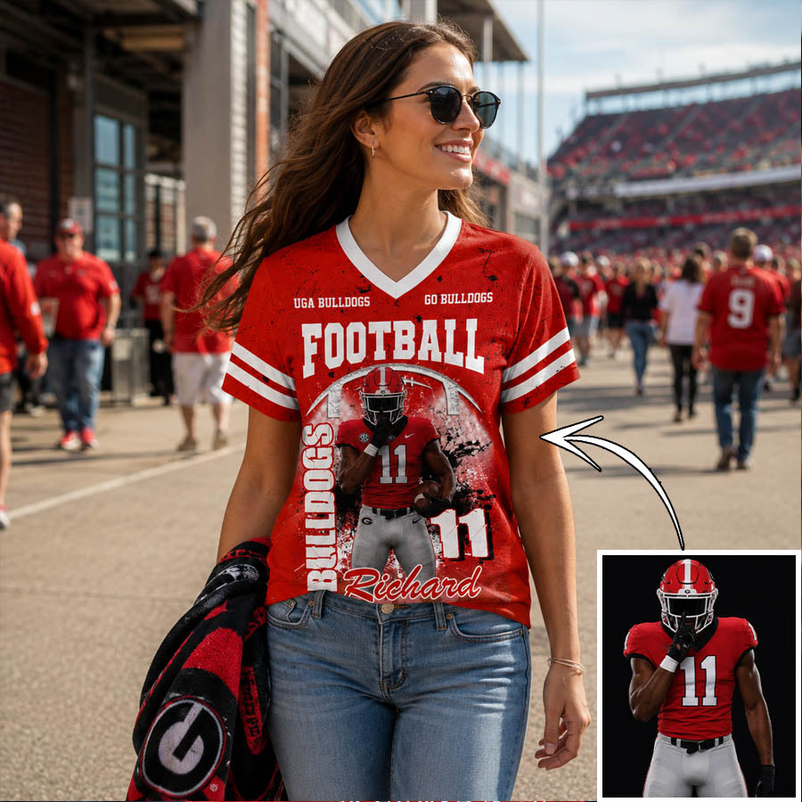 Personalized Football Mom Jersey with Custom Player Photo, Name & Number – Game Day Gift for Football Mom Dad Family