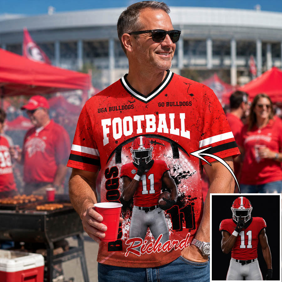 Personalized Football Mom Jersey with Custom Player Photo, Name & Number – Game Day Gift for Football Mom Dad Family