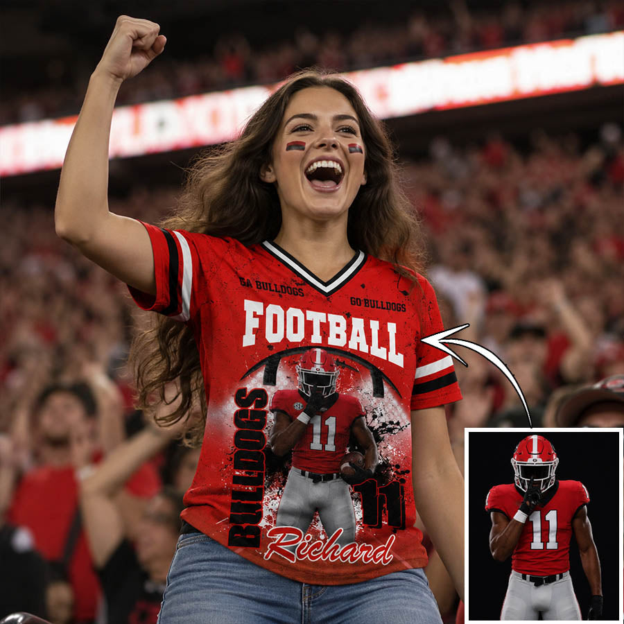 Personalized Football Mom Jersey with Custom Player Photo, Name & Number – Game Day Gift for Football Mom Dad Family