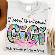 Personlized Blessed To Be Called Grandma Shirt, Custom Nickname and Kid T1807 NV01