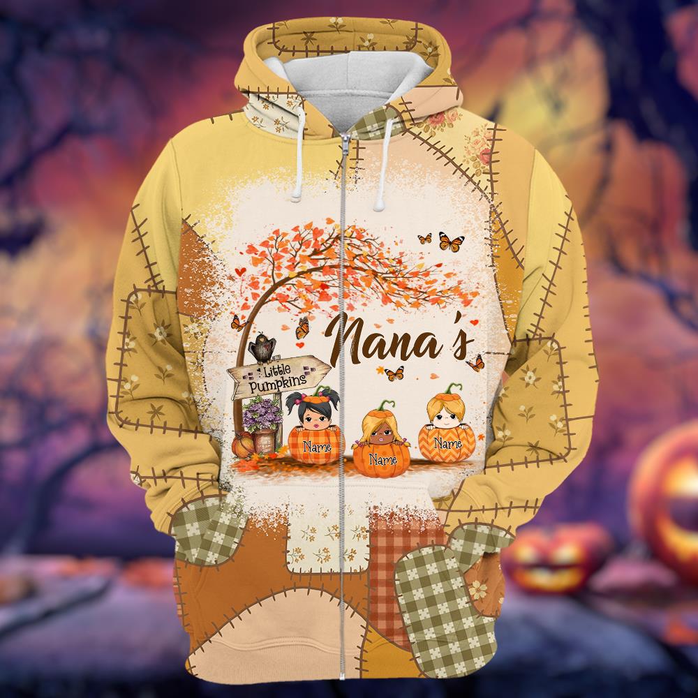 Personalized Grandma's Little Preppy Floral Pumpkin All Over Print Shirt Nh00