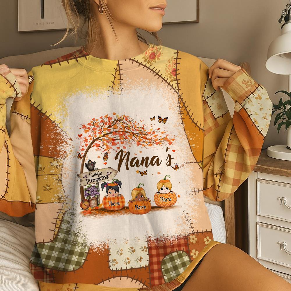 Personalized Grandma's Little Preppy Floral Pumpkin All Over Print Shirt Nh00