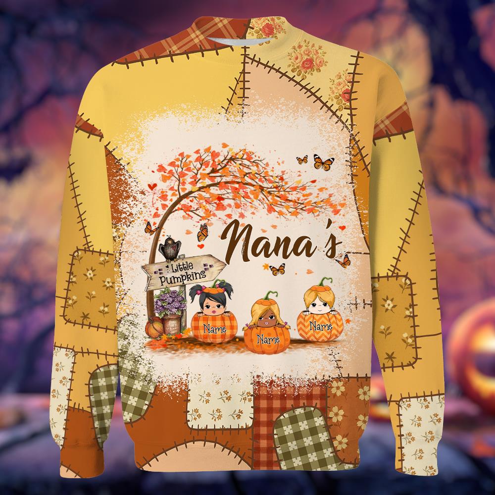 Personalized Grandma's Little Preppy Floral Pumpkin All Over Print Shirt Nh00