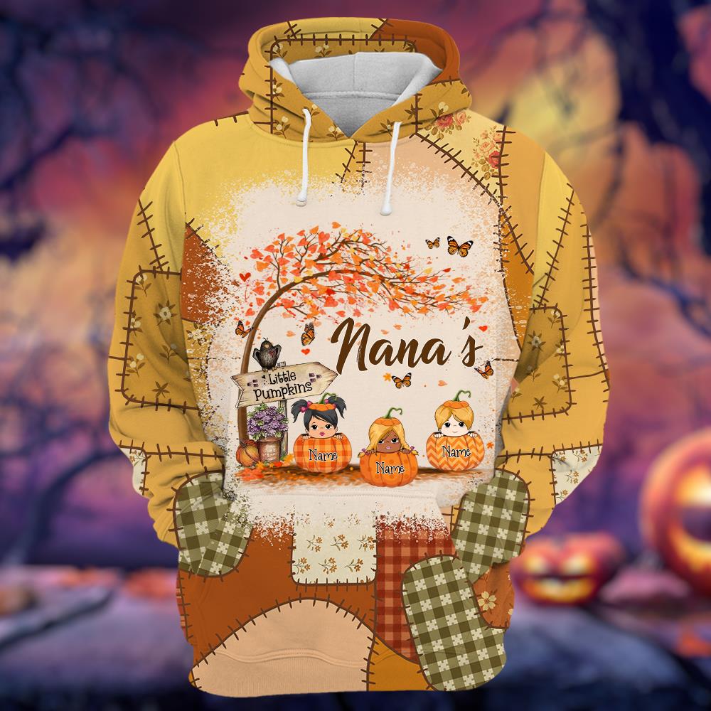 Personalized Grandma's Little Preppy Floral Pumpkin All Over Print Shirt Nh00