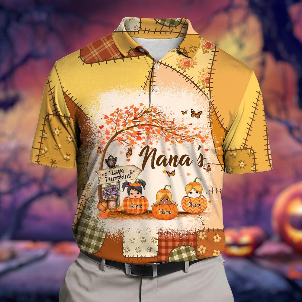 Personalized Grandma's Little Preppy Floral Pumpkin All Over Print Shirt Nh00