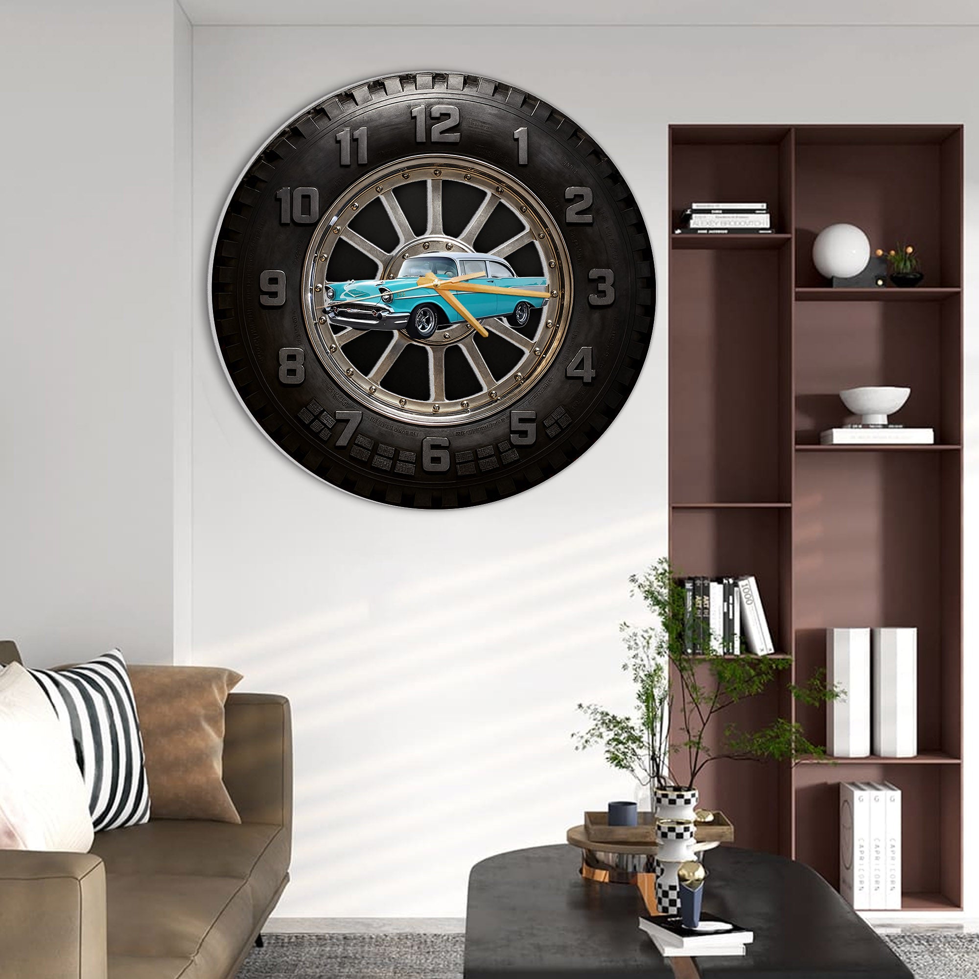 Custom Photo Car Wall Clock- Personalized Car Tire Themed Clock A2110 Nh00