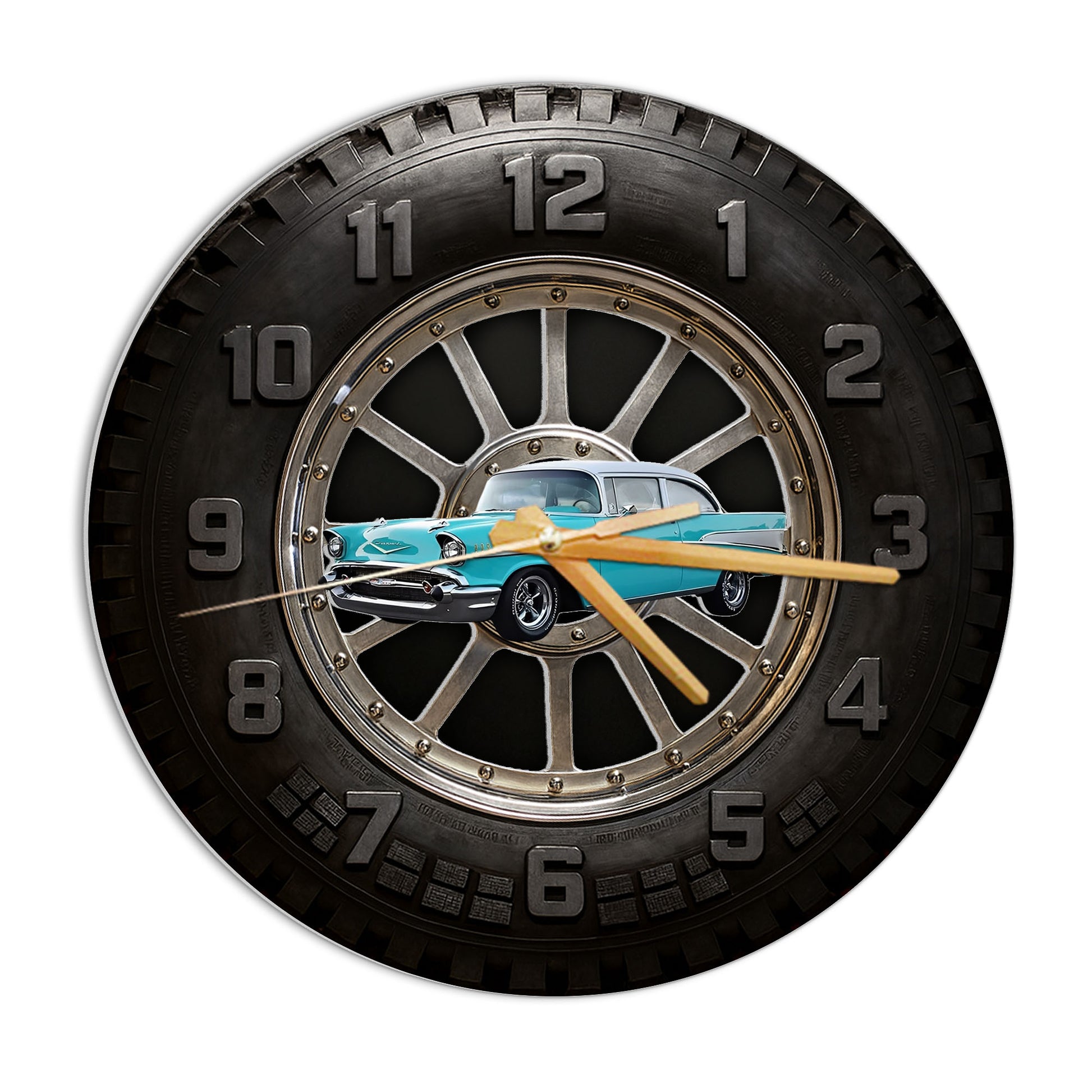 Custom Photo Car Wall Clock- Personalized Car Tire Themed Clock A2110 Nh00