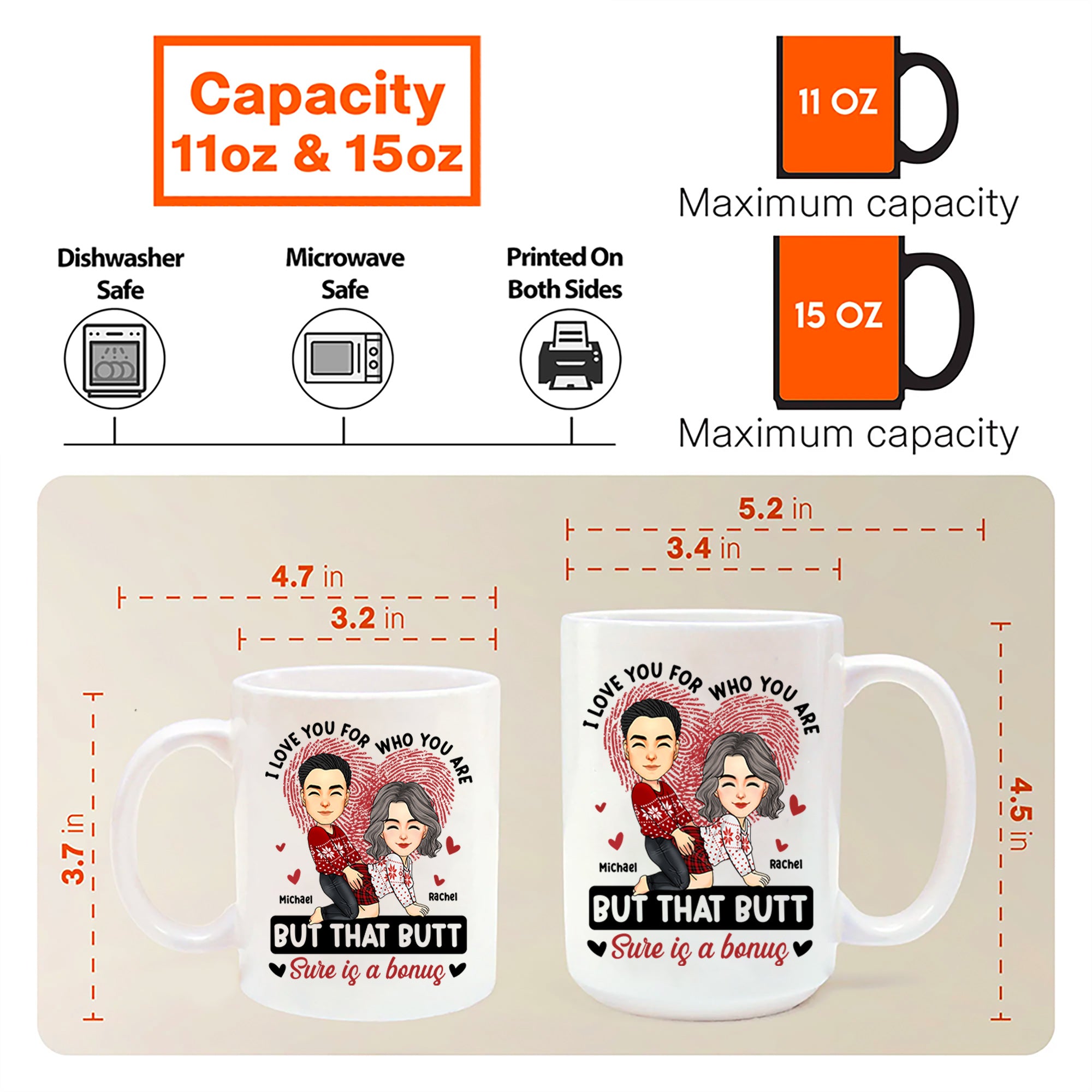 I Love You For Who You Are - Personalized Mug For Couples - Your B is A Bonus NA04 Tu20