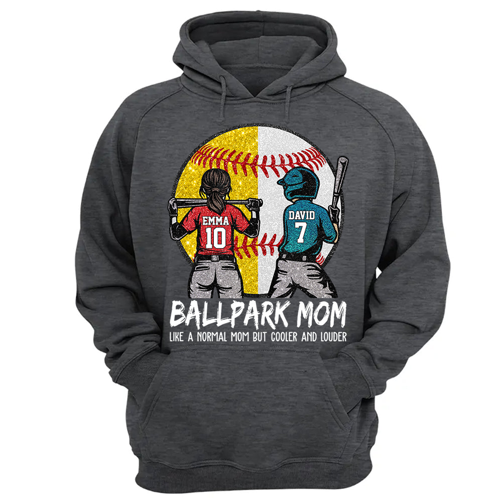 Personalized Baseball Softball Mom Ballpark Mom Shirt Like A Normal Mom But Cooler And Louder Gift For Sport Family T1807 T24