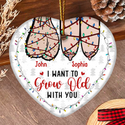I Want To Grow Old With You Personalized Ceramic Ornament For Couple