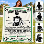 Personalized Soccer Blanket for Grandson, Custom Name & Number Soccer Player Throw Blanket, Gift from Grandma Na02 Nh00 KL07