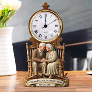 Growing Old Together Old Couple - Personalized Acrylic Desk Clock - Anniversary Gift For Couple Valentine Day T1807