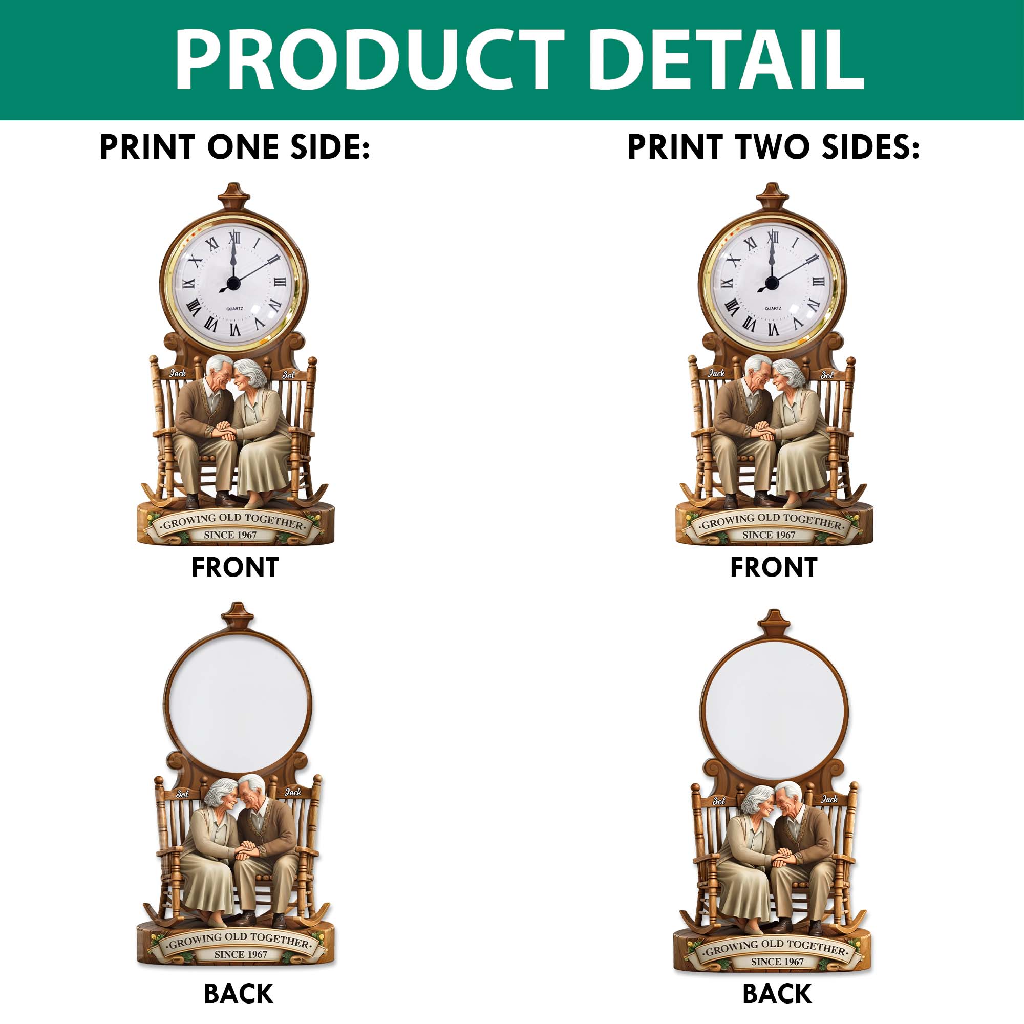 Growing Old Together Old Couple - Personalized Acrylic Desk Clock - Anniversary Gift For Couple Valentine Day T1807