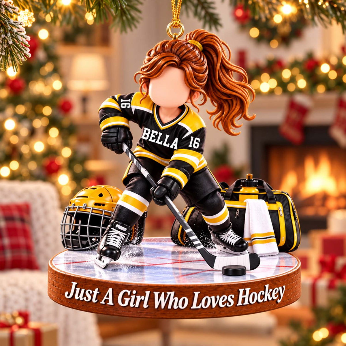 Personalized Hockey Girl Hockey Girl Christmas Ornament Pt99
