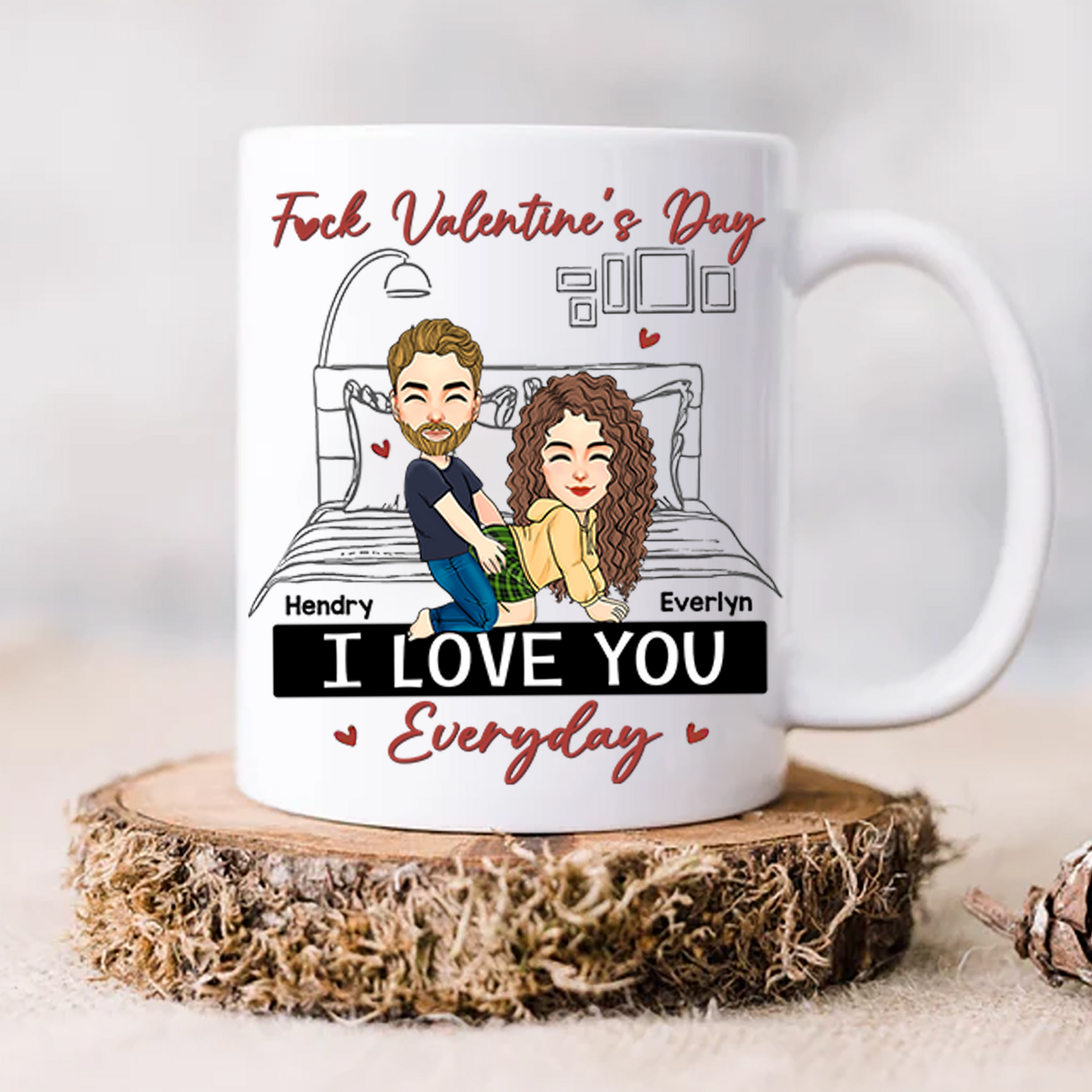 Fuk Valentine's Day I Love You Everyday Personalized Mug For Couple Pa00