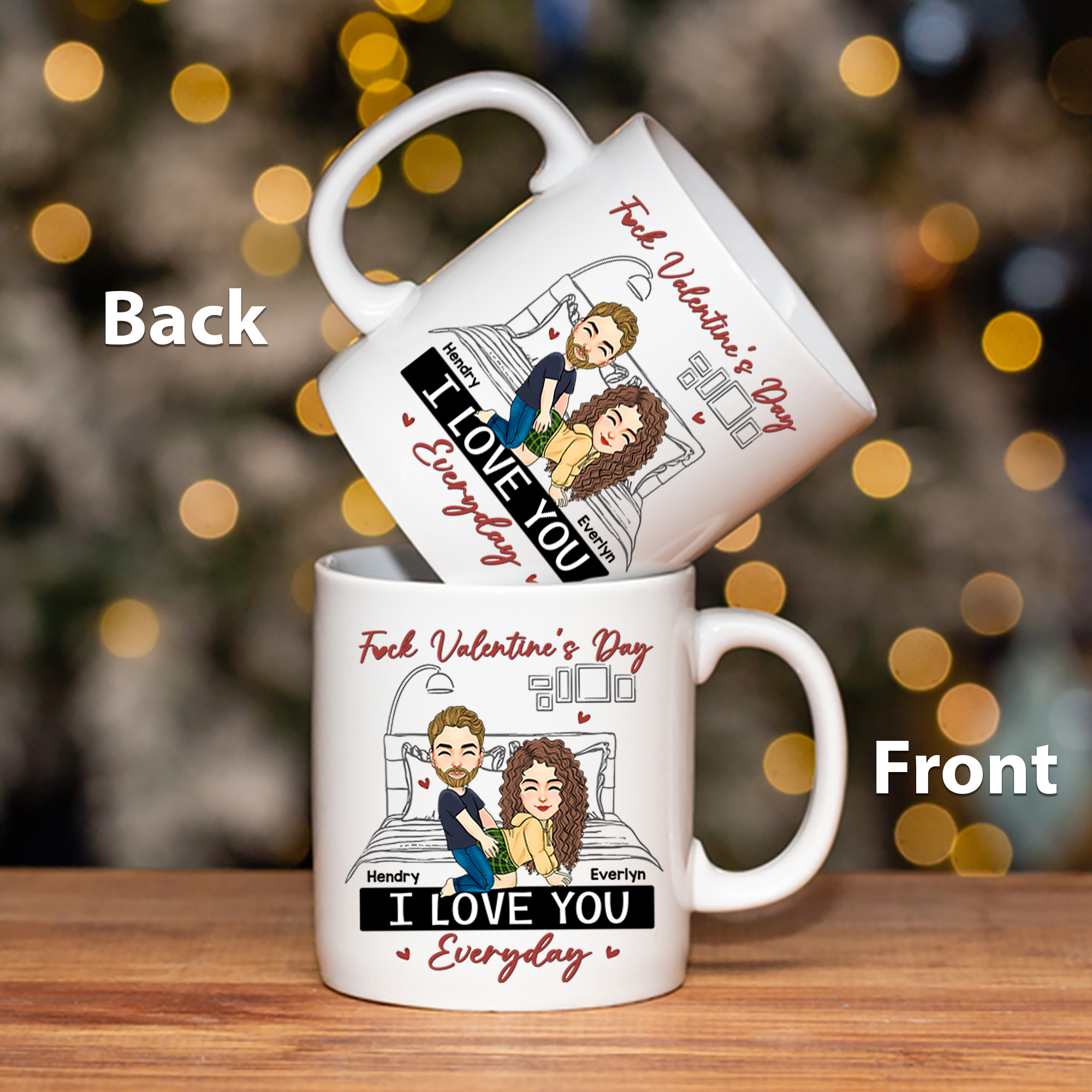 Fuk Valentine's Day I Love You Everyday Personalized Mug For Couple Pa00