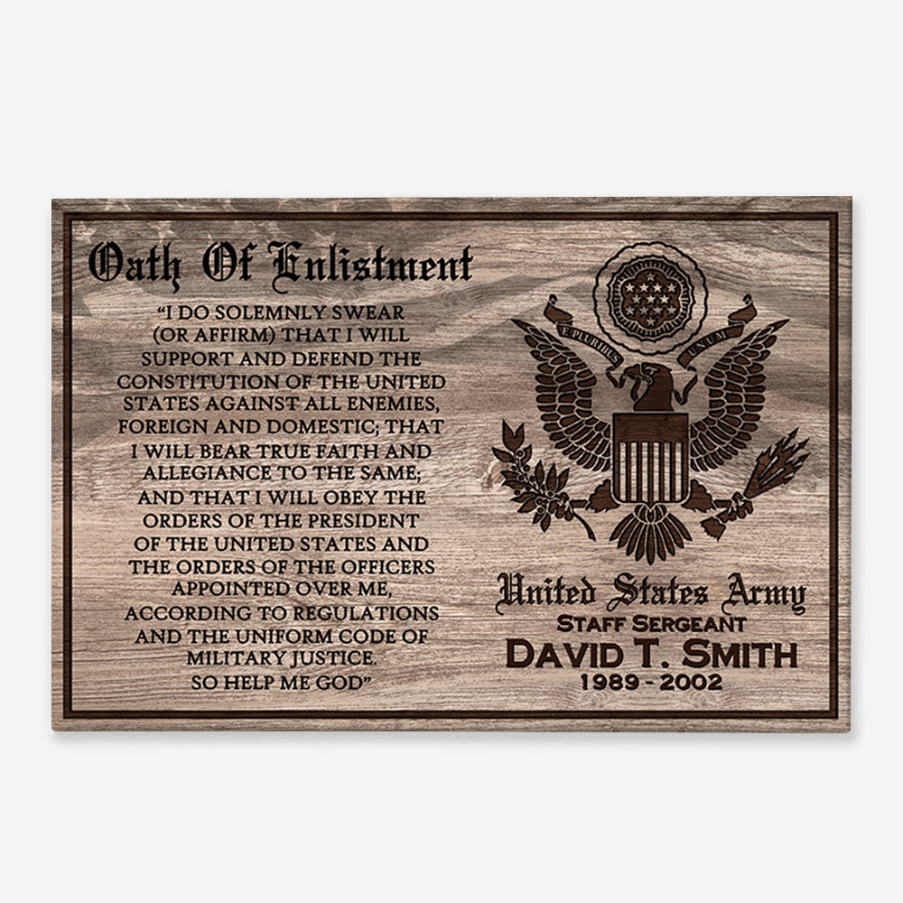 Oath Of Enlistment Custom Poster Canvas Gift For Veteran H2511