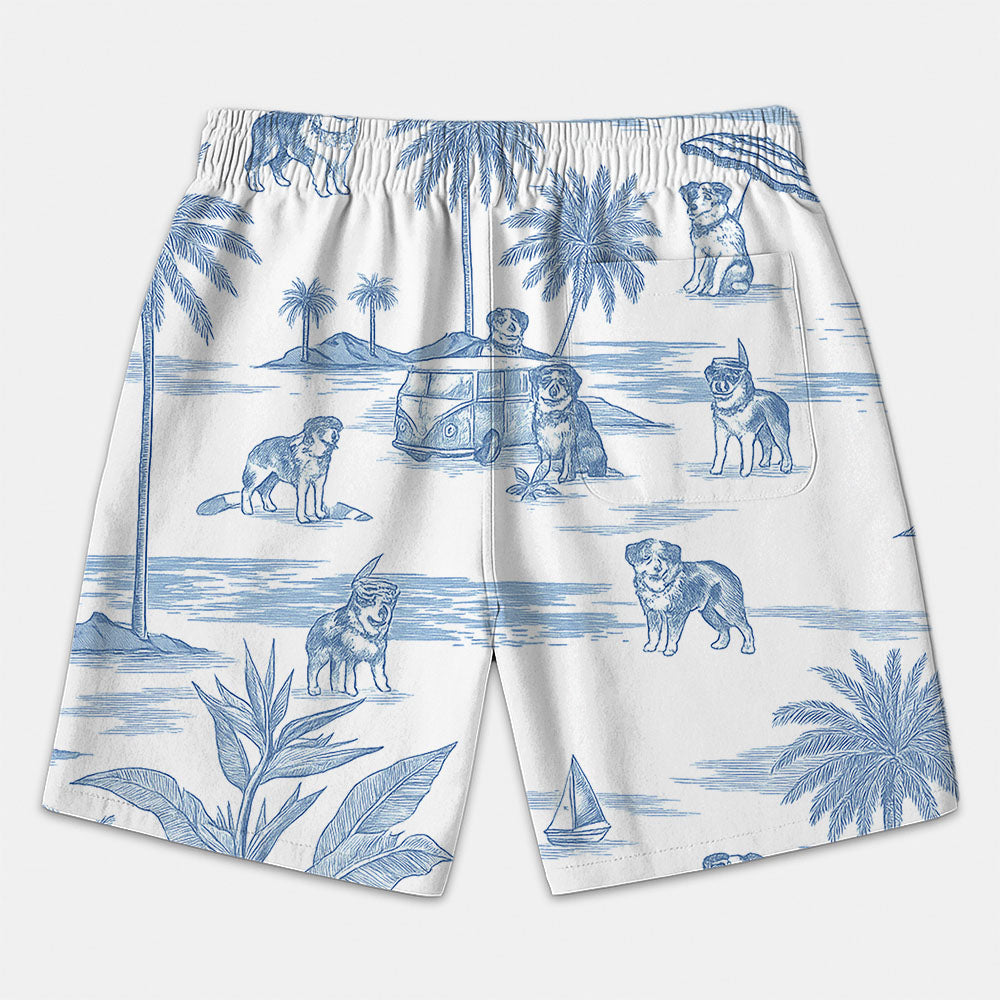 Australian Shepherd Toile De Jouy Style Hawaiian Shirt Pt99