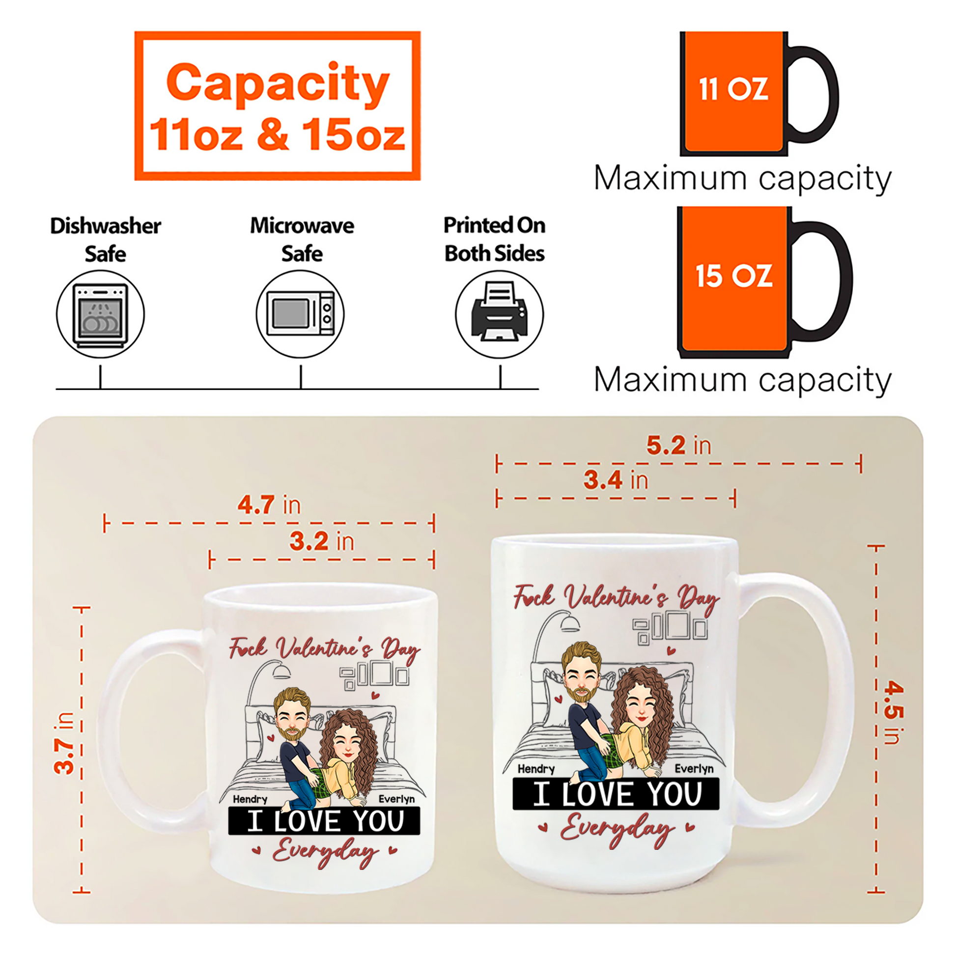 Fuk Valentine's Day I Love You Everyday Personalized Mug For Couple Pa00