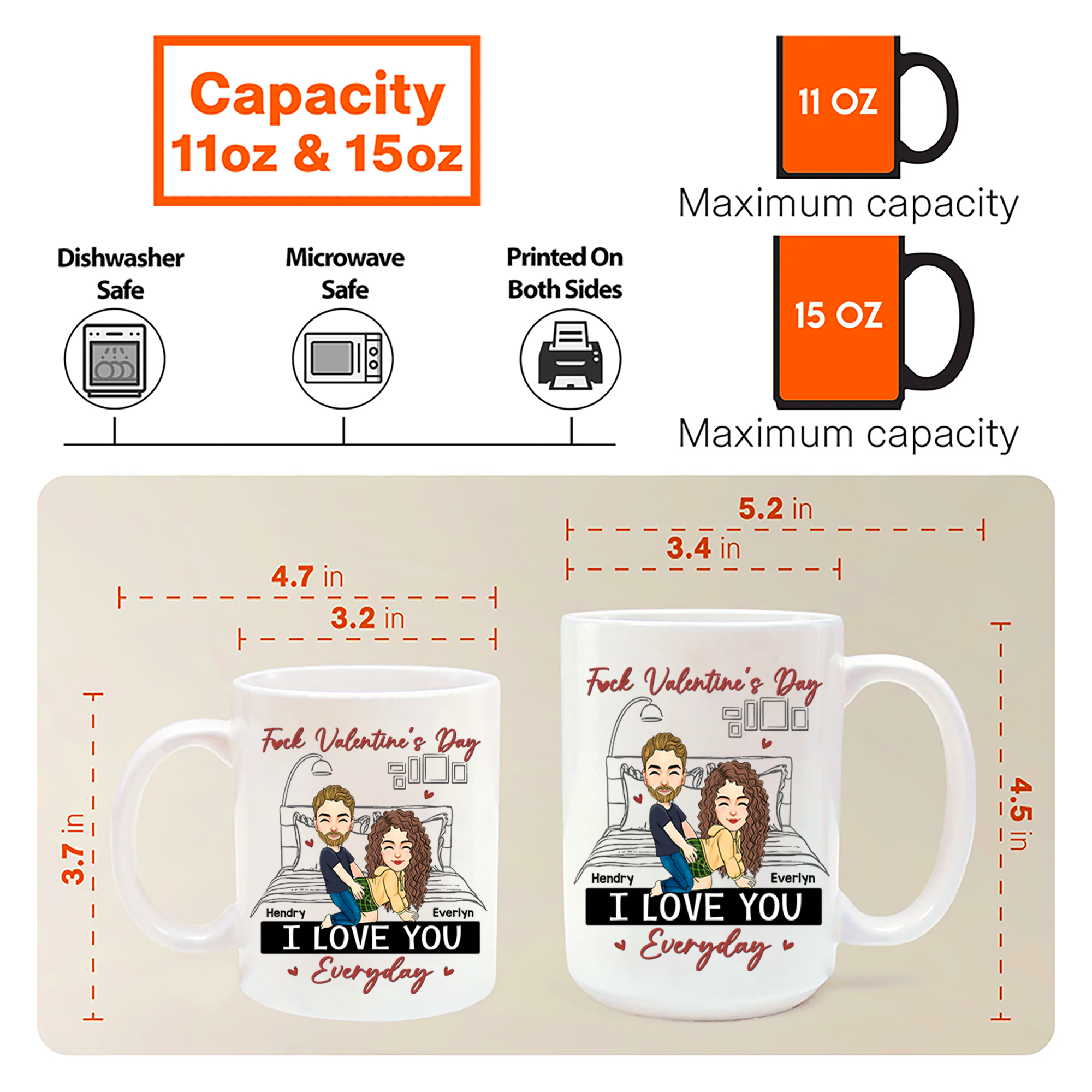 Fuk Valentine's Day I Love You Everyday Personalized Mug For Couple Pa00