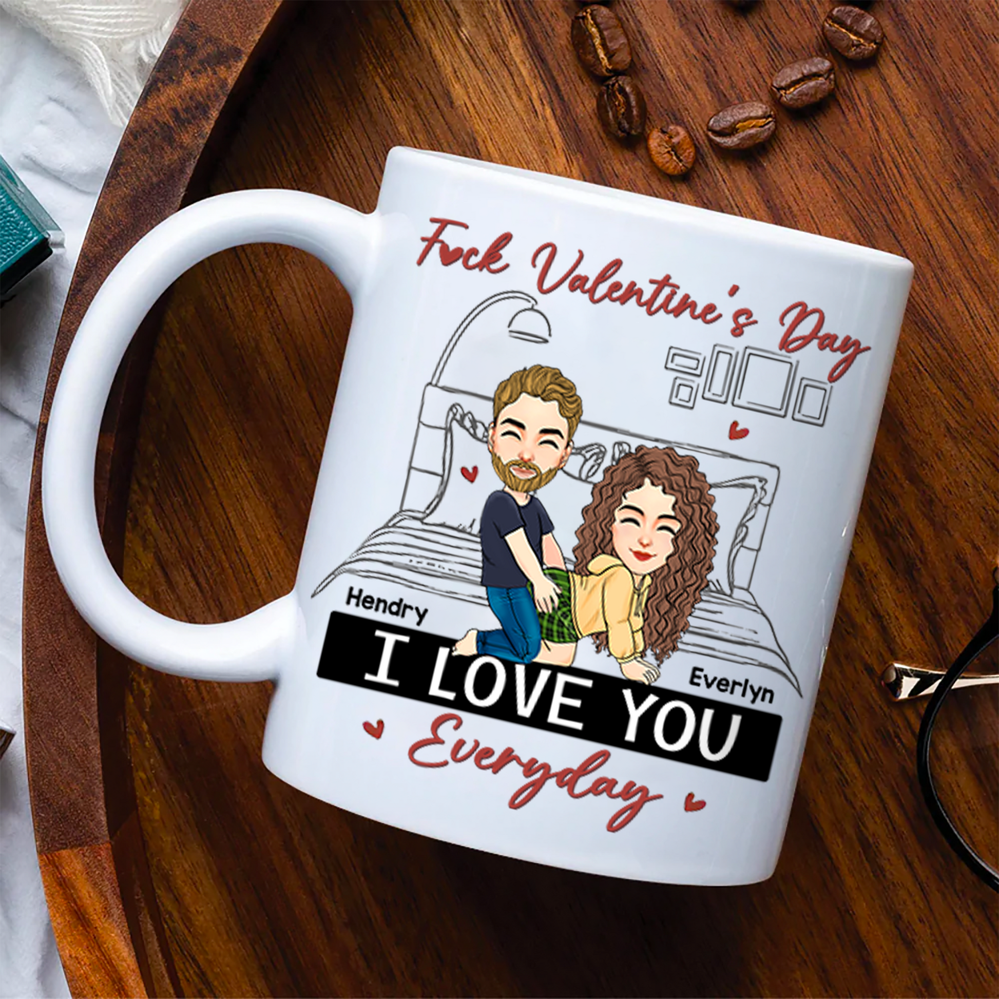 Fuk Valentine's Day I Love You Everyday Personalized Mug For Couple Pa00