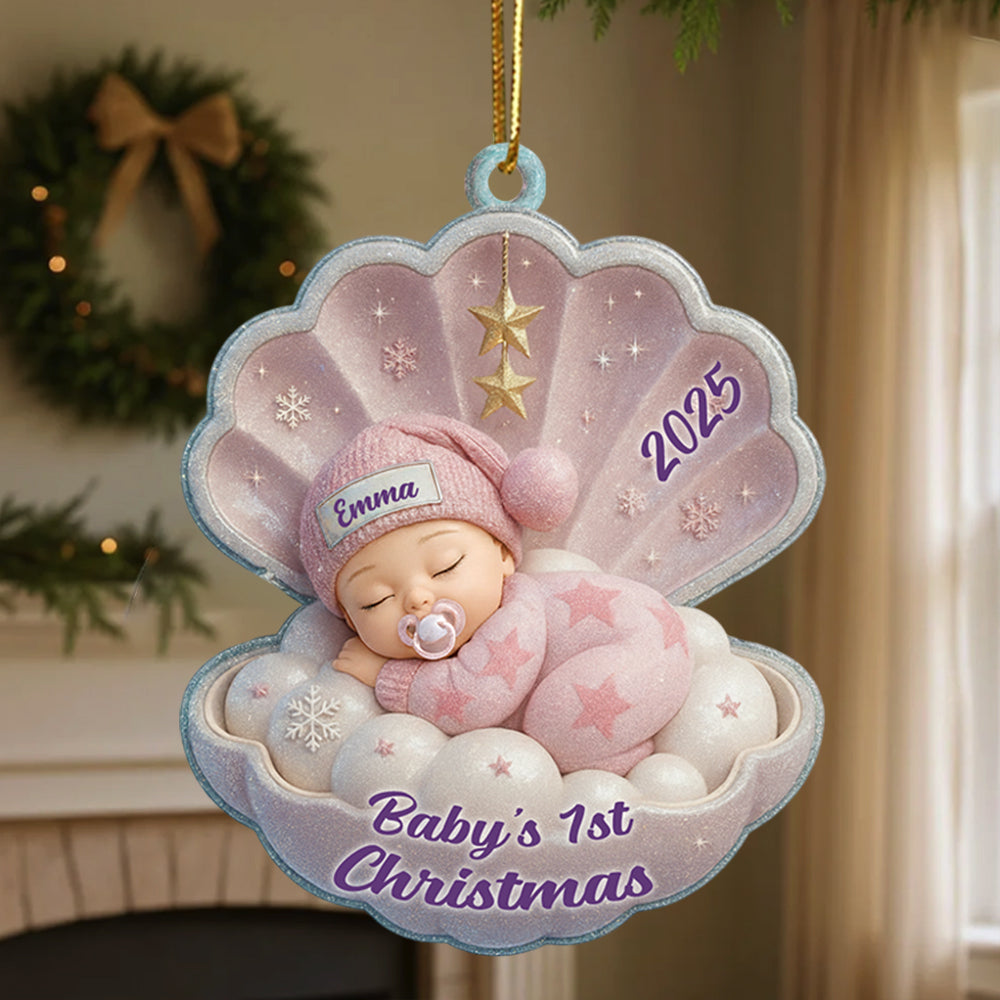 Baby's First Christmas Ornament, Personalized Newborn Christmas Ornament, Acrylic Christmas Ornament For Custom Baby, New Baby Gift T1807 Hv01