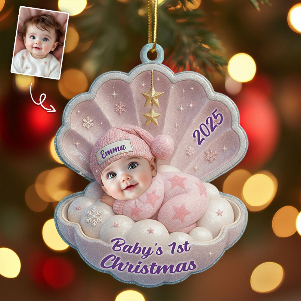 Baby's First Christmas Ornament, Personalized Newborn Christmas Ornament, Acrylic Christmas Ornament For Custom Baby, New Baby Gift T1807 Hv01