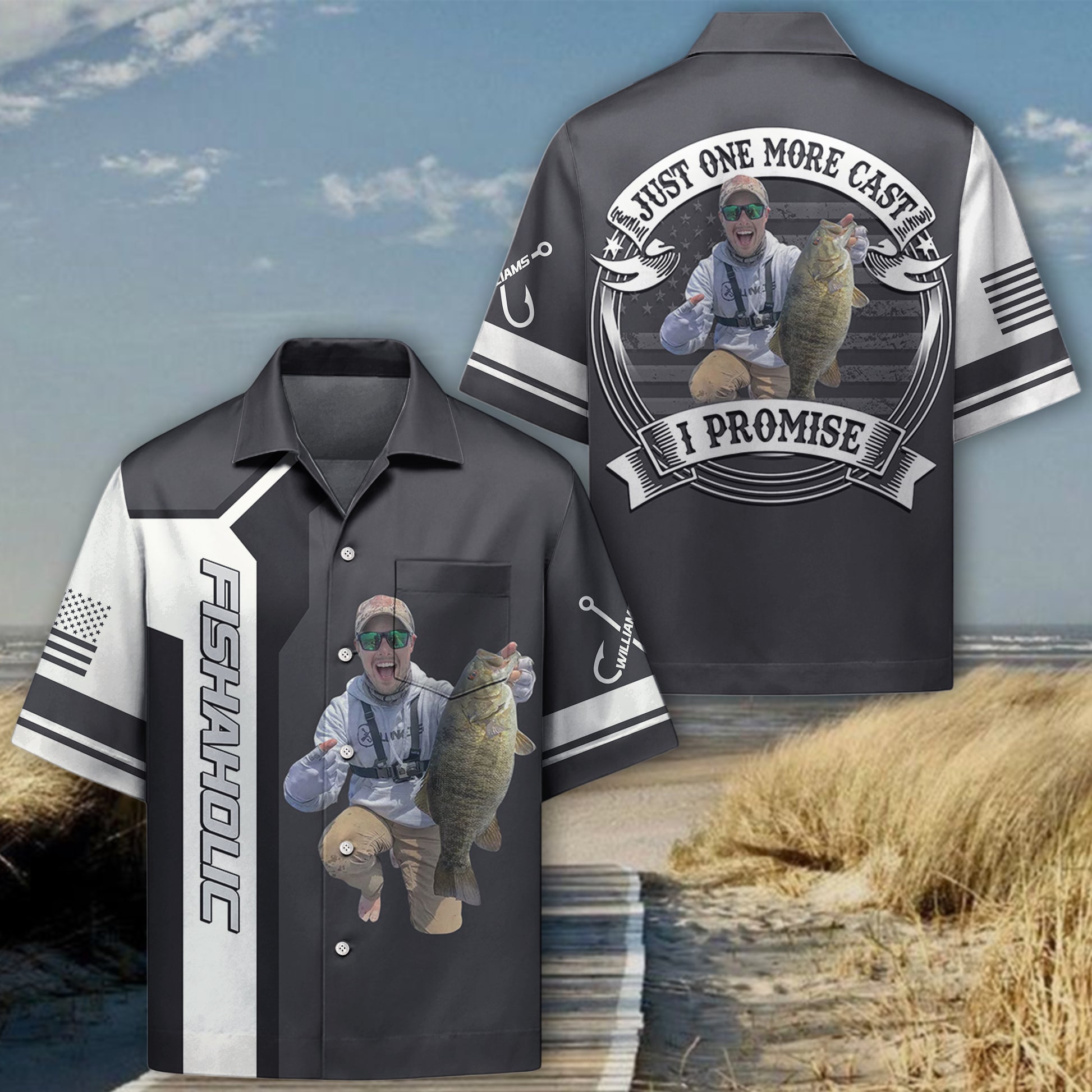 Just One More Cast I Promise - Personalized Upload Fishing Photo For Fishing Lovers Hawaiian Shirt Hv01