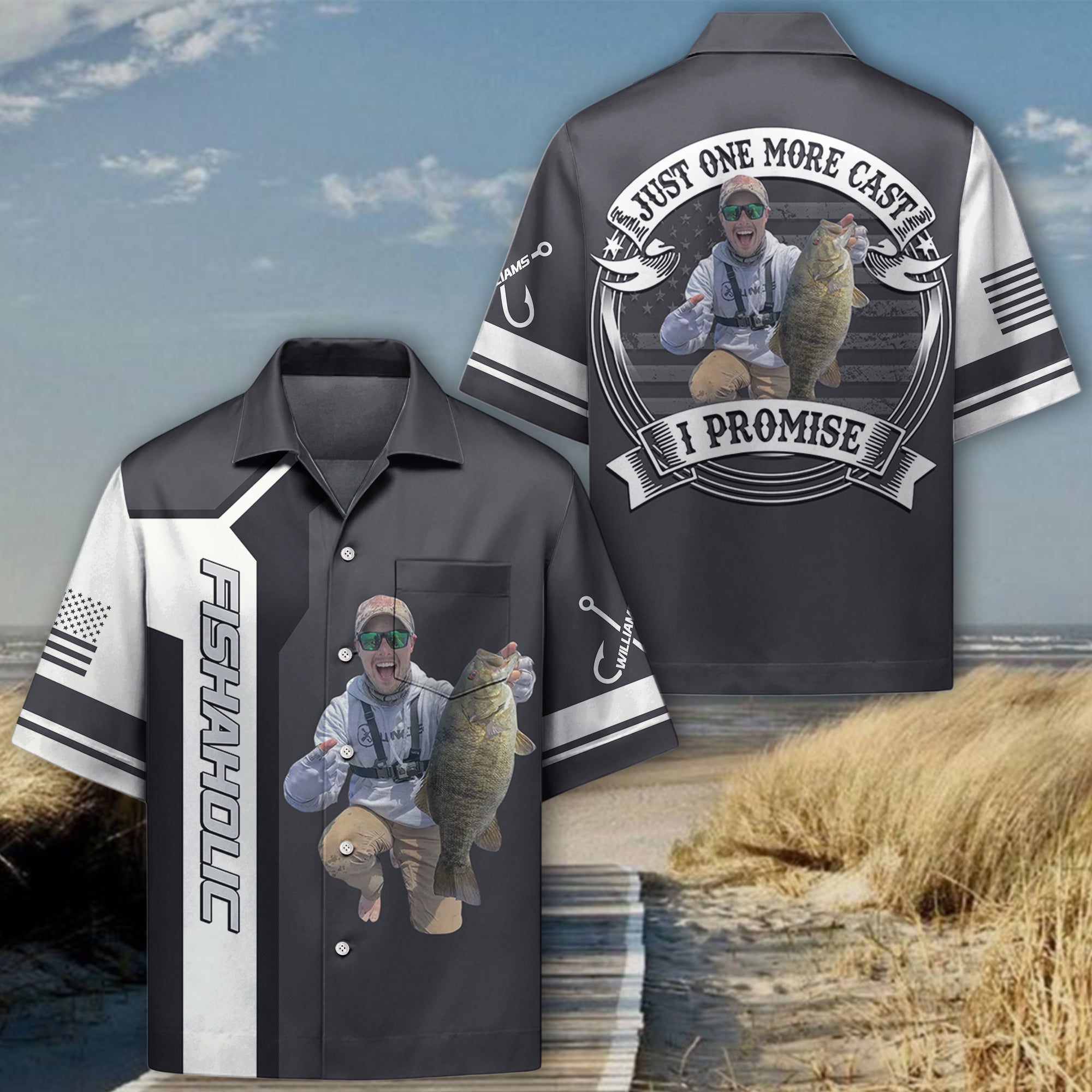 Just One More Cast I Promise - Personalized Upload Fishing Photo For Fishing Lovers Hawaiian Shirt Hv01