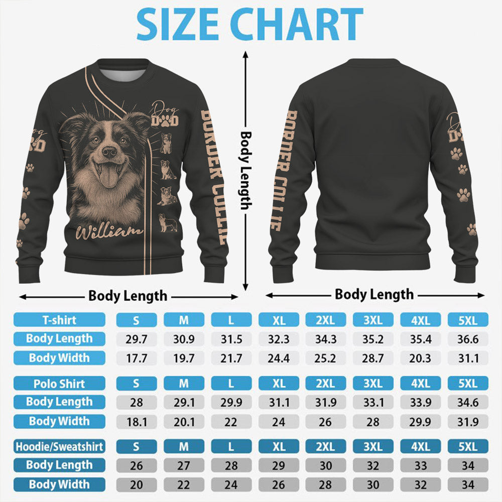 Border Collie, Personalized Bleach Style Dog Shirt, Gift For Dog Lover T1807 Pt99