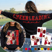 Personalized Chearleading Mom Sweatshirt, Custom Large Back Graphic Cheer, Gift For Cheer Mom Cheerleader Lovers MI209 VH01