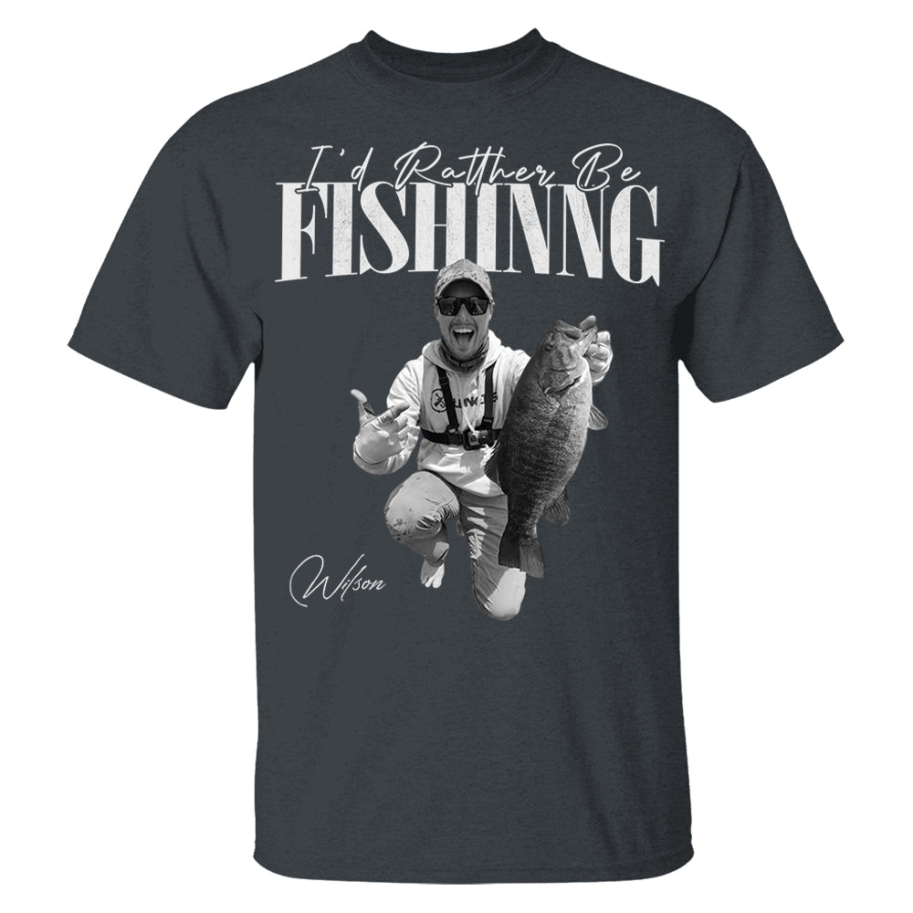 I'd Rather Be Fishing – Washed Tee Retro Bootleg Shirt For Fishing Na02