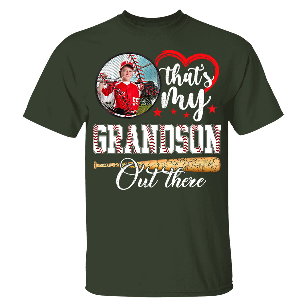 That's My Grandson Out There - Custom Upload Photo Baseball Shirt Pt99