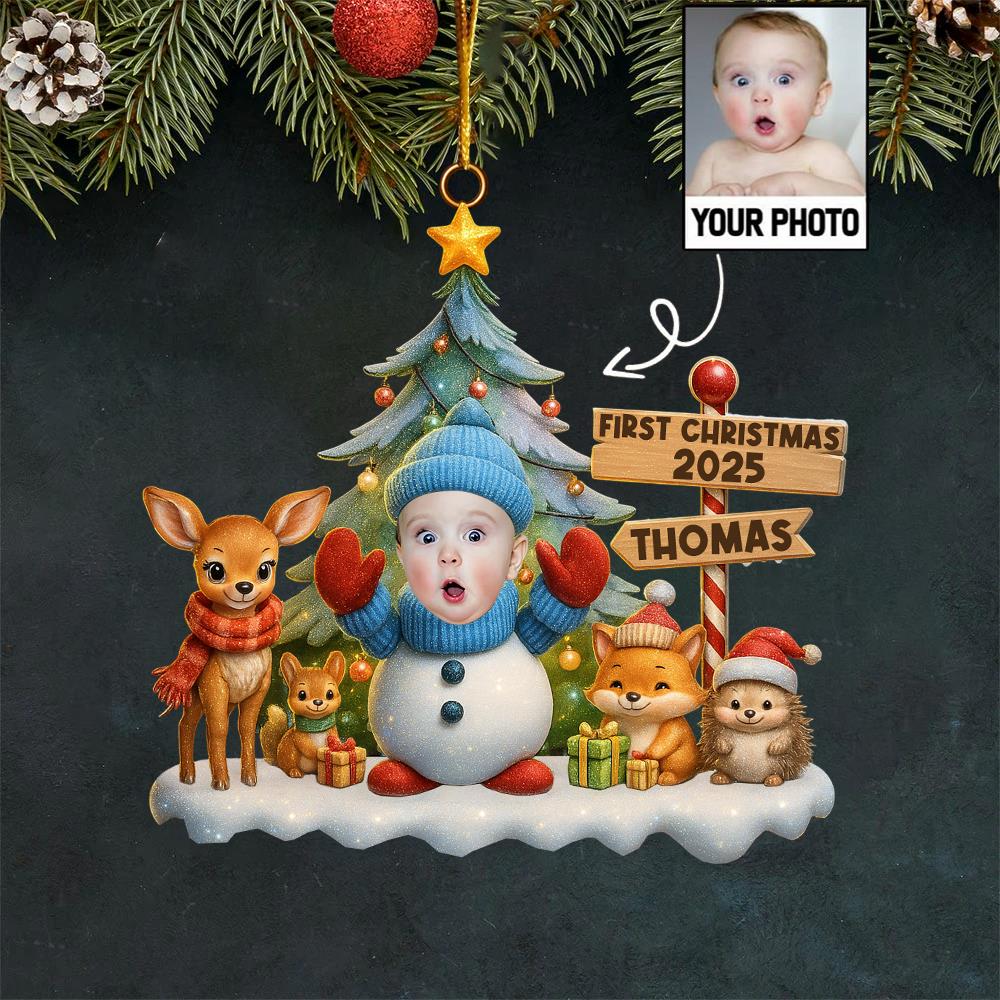 Custom Photo Under The Mistletoe With My Little Bundle Of Joy - Family Personalized Custom Ornament - Acrylic Custom Shaped - Christmas Gift For Baby Kids, Newborn Baby, First Christmas