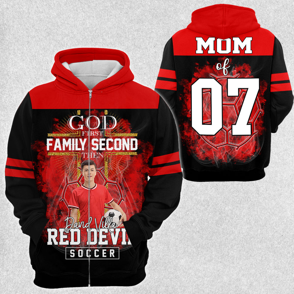 God First Family Second Then Soccer Personalized Photo All Over Print Shirt For Soccer Lovers
